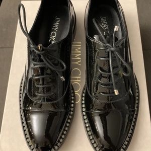 jimmy choo reeve Rhinestone patent leather  flat 38.5
